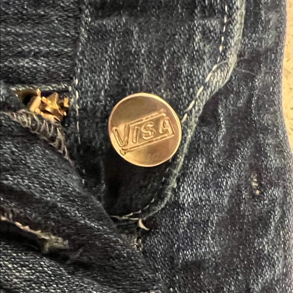 Vintage 1970s VISA Cotton Super High Rise Straight Leg Blue Denim Jeans Size 26 - Picture 12 of 12
